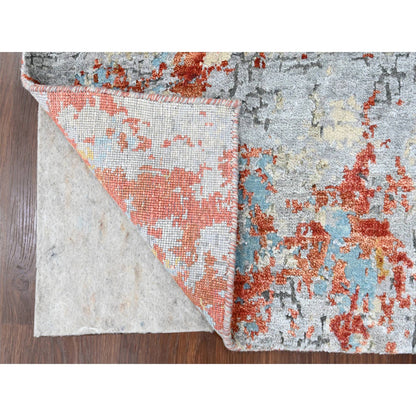 Modern and Contemporary Wool & Silk Hand Knotted Rug Orange 2.0x3.0 -O010103