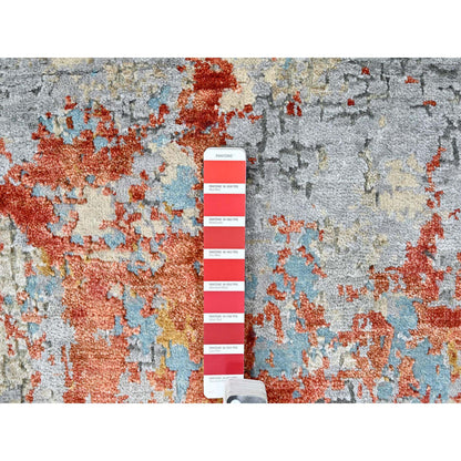 Modern and Contemporary Wool & Silk Hand Knotted Rug Orange 2.0x3.0 -O010103