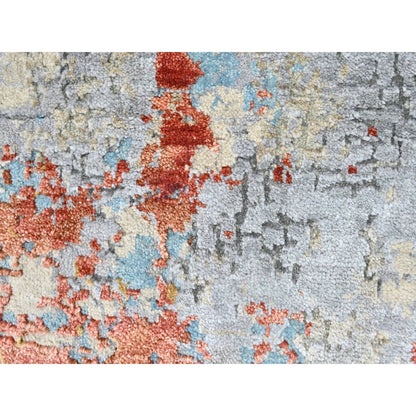 Modern and Contemporary Wool & Silk Hand Knotted Rug Orange 2.0x3.0 -O010103