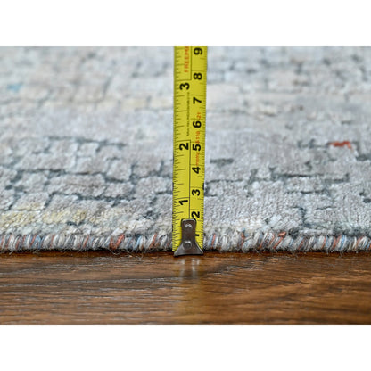 Modern and Contemporary Wool & Silk Hand Knotted Rug Orange 2.6x9.9 -O010104