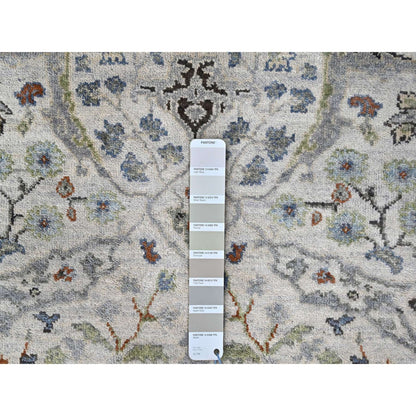 Oushak And Peshawar Wool Hand Knotted Rug Ivory 3.0x4.10 -O010106