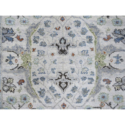 Oushak And Peshawar Wool Hand Knotted Rug Ivory 3.0x4.10 -O010106