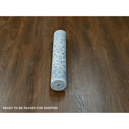 Oushak And Peshawar Wool Hand Knotted Rug Ivory 3.0x4.10 -O010106