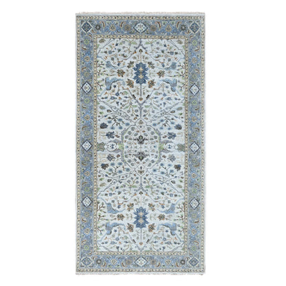 Oushak And Peshawar Wool Hand Knotted Rug Ivory 5.9x11.10 -O010108