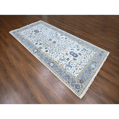 Oushak And Peshawar Wool Hand Knotted Rug Ivory 5.9x11.10 -O010108