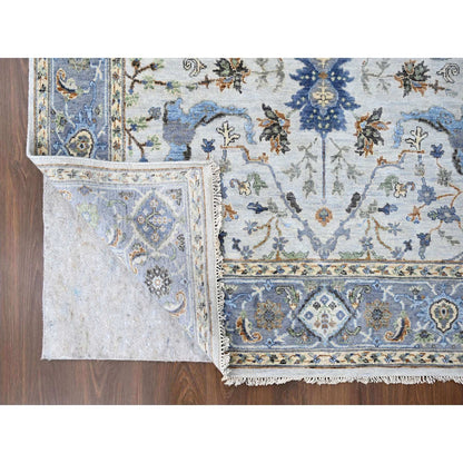 Oushak And Peshawar Wool Hand Knotted Rug Ivory 5.9x11.10 -O010108