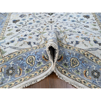 Oushak And Peshawar Wool Hand Knotted Rug Ivory 5.9x11.10 -O010108