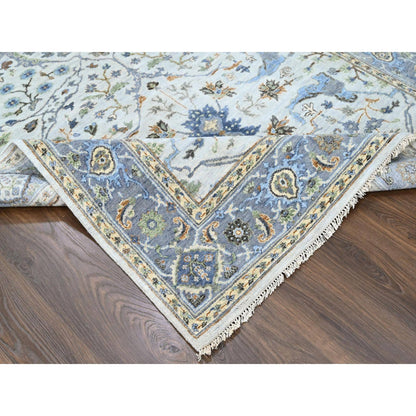 Oushak And Peshawar Wool Hand Knotted Rug Ivory 5.9x11.10 -O010108