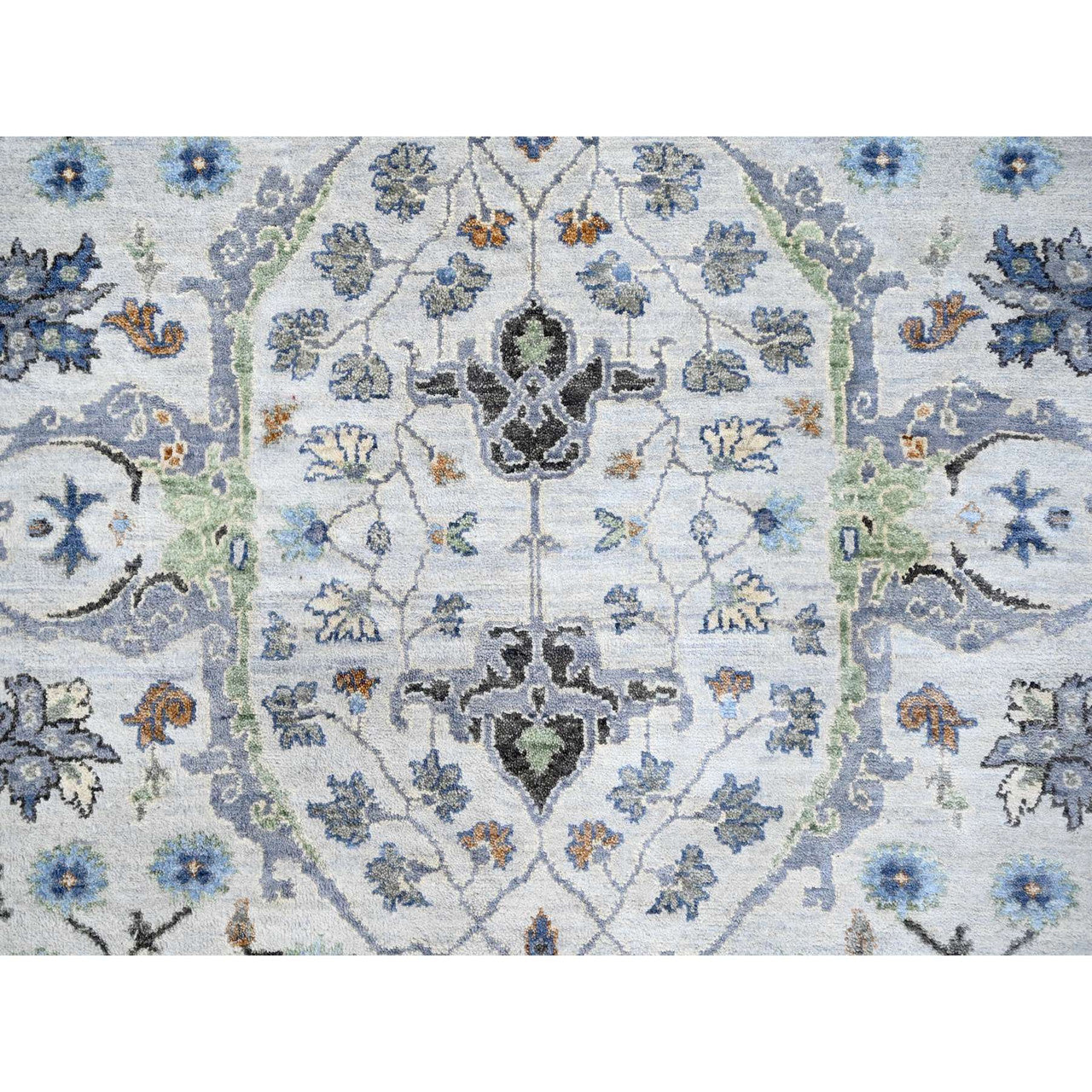 Ivory 5'9" x 11'10" Oushak And Peshawar Hand knotted Wool Rug - Sku: O010108