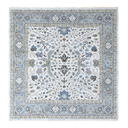 Oushak And Peshawar Wool Hand Knotted Rug Ivory 9.11x10.0 -O010110