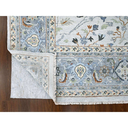 Oushak And Peshawar Wool Hand Knotted Rug Ivory 9.11x10.0 -O010110