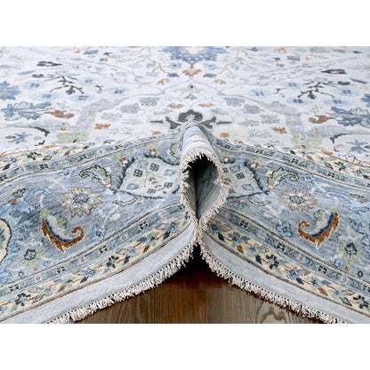 Oushak And Peshawar Wool Hand Knotted Rug Ivory 9.11x10.0 -O010110