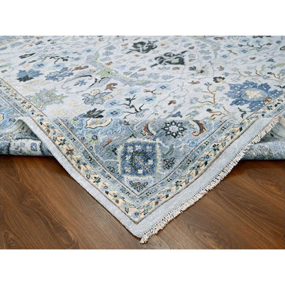 Oushak And Peshawar Wool Hand Knotted Rug Ivory 9.11x10.0 -O010110