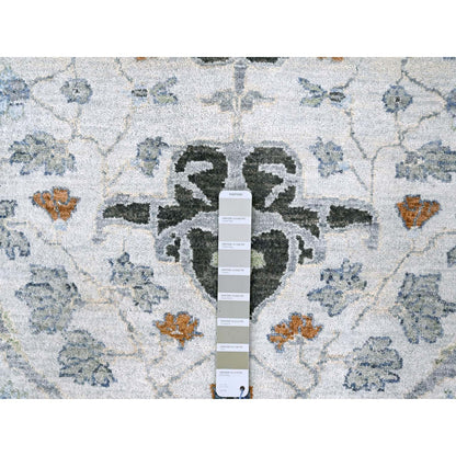 Oushak And Peshawar Wool Hand Knotted Rug Ivory 9.11x10.0 -O010110