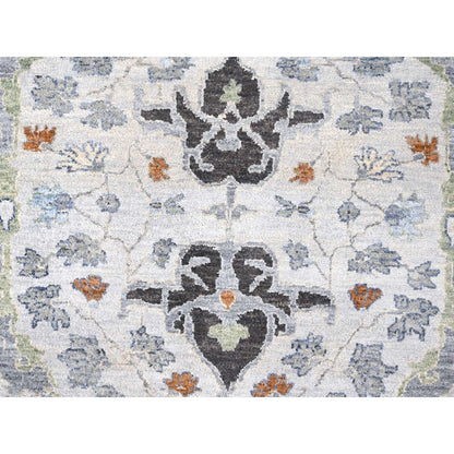 Oushak And Peshawar Wool Hand Knotted Rug Ivory 9.11x10.0 -O010110