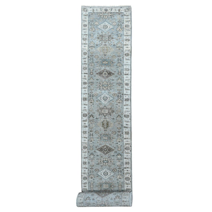Heriz Wool Hand Knotted Rug Grey 2.9x21.10 -O010112
