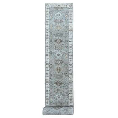 Heriz Wool Hand Knotted Rug Grey 2.9x21.10 -O010112