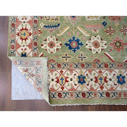 Oushak And Peshawar Wool Hand Knotted Rug Green 8.10x11.10 -O010114