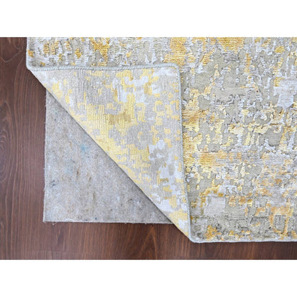 Modern and Contemporary Wool & Silk Hand Knotted Rug Beige 2.6x6.0 -O010116