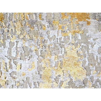 Modern and Contemporary Wool & Silk Hand Knotted Rug Beige 2.6x6.0 -O010116