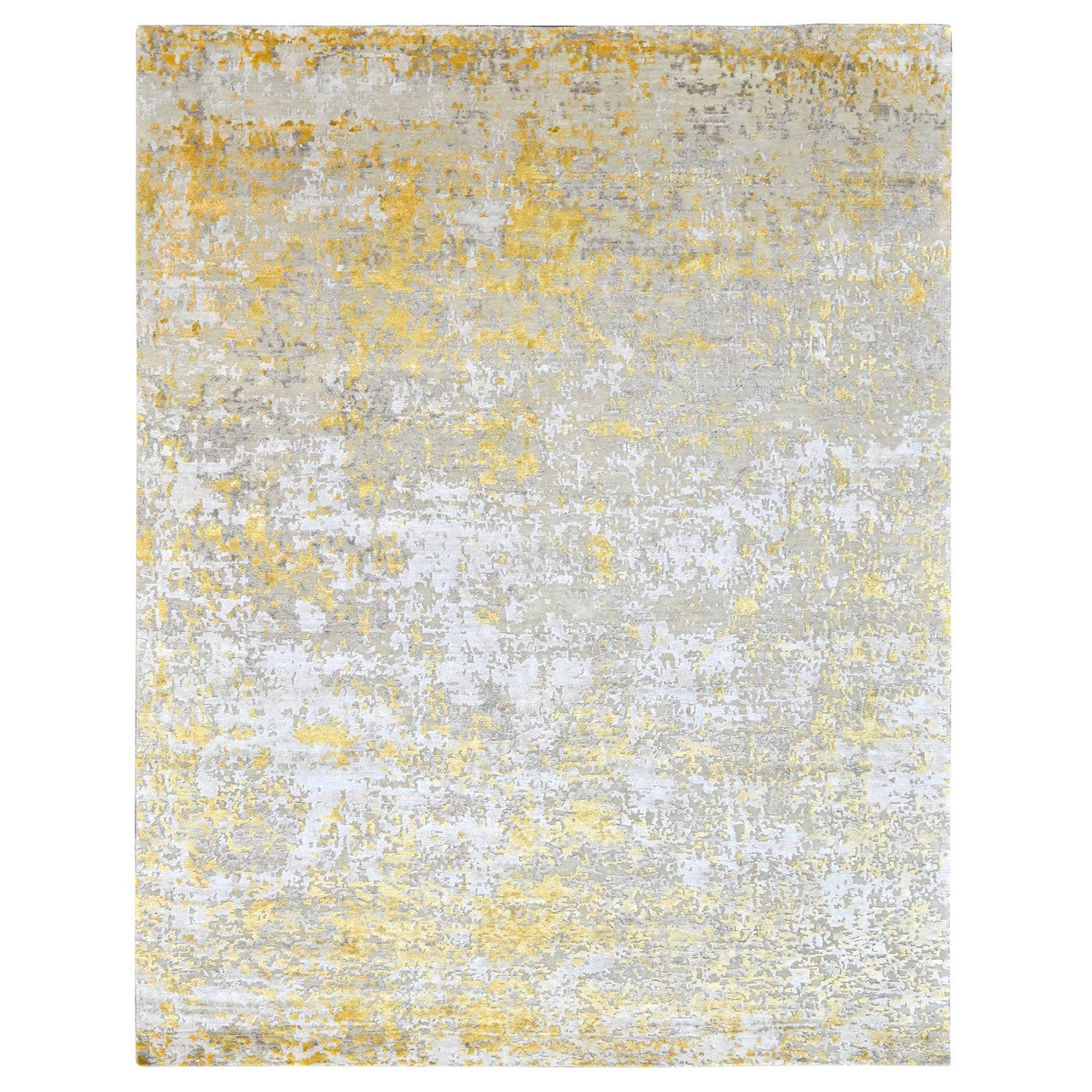 Modern and Contemporary Wool & Silk Hand Knotted Rug Beige 8.0x9.9 -O010117
