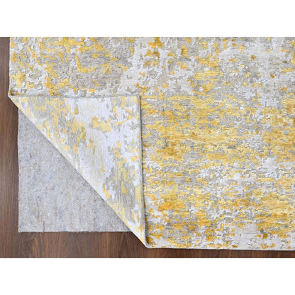 Modern and Contemporary Wool & Silk Hand Knotted Rug Beige 8.0x9.9 -O010117