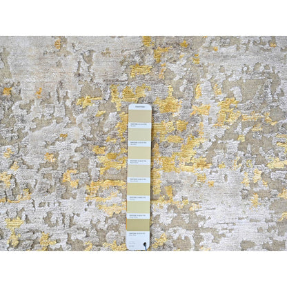 Modern and Contemporary Wool & Silk Hand Knotted Rug Beige 8.0x9.9 -O010117