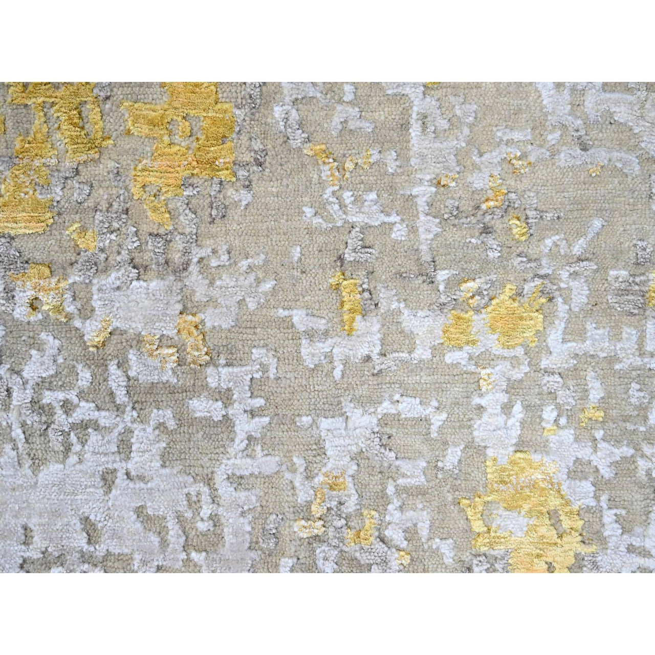 Modern and Contemporary Wool & Silk Hand Knotted Rug Beige 8.0x9.9 -O010117