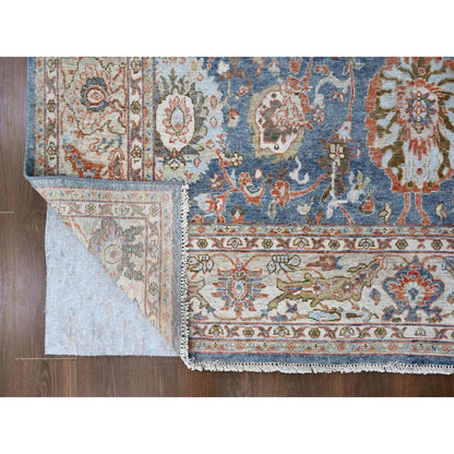 Oushak And Peshawar Wool Hand Knotted Rug Blue 7.10x9.8 -O010120