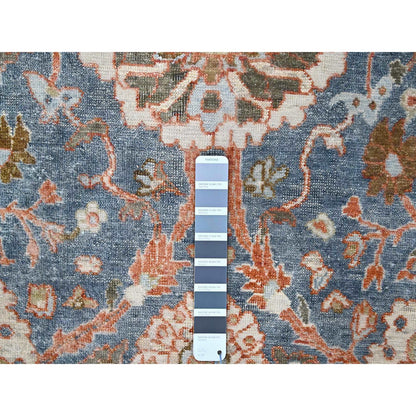 Oushak And Peshawar Wool Hand Knotted Rug Blue 7.10x9.8 -O010120