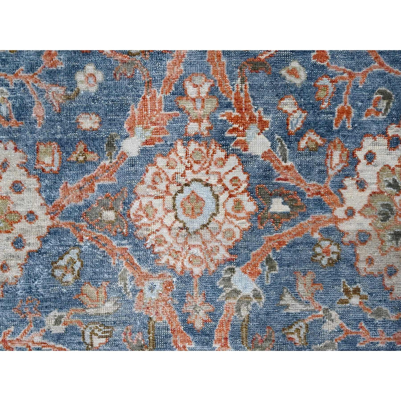 Blue 7'10" x 9'8" Oushak And Peshawar Hand knotted Wool Rug - Sku: O010120