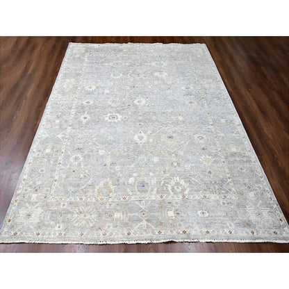 Oushak And Peshawar Wool Hand Knotted Rug Grey 8.11x11.9 -O010127
