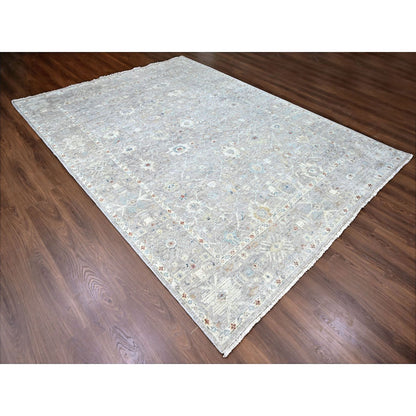 Oushak And Peshawar Wool Hand Knotted Rug Grey 8.11x11.9 -O010127