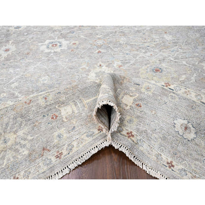 Oushak And Peshawar Wool Hand Knotted Rug Grey 8.11x11.9 -O010127