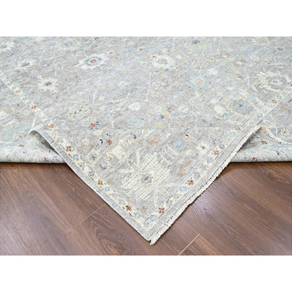 Oushak And Peshawar Wool Hand Knotted Rug Grey 8.11x11.9 -O010127