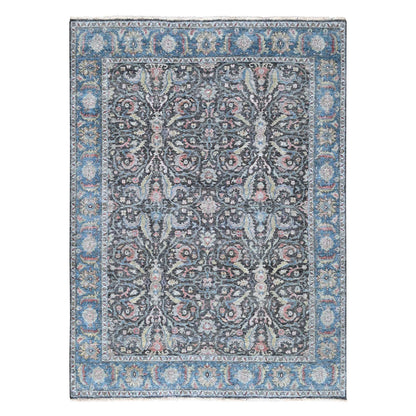 Oushak And Peshawar Wool Hand Knotted Rug Black 7.8x9.6 -O010134