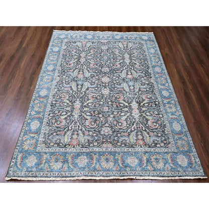 Oushak And Peshawar Wool Hand Knotted Rug Black 7.8x9.6 -O010134