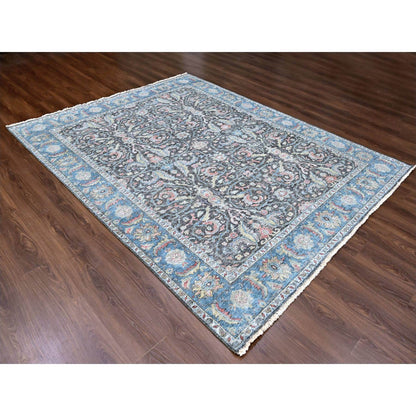 Oushak And Peshawar Wool Hand Knotted Rug Black 7.8x9.6 -O010134