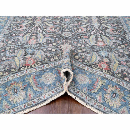 Oushak And Peshawar Wool Hand Knotted Rug Black 7.8x9.6 -O010134
