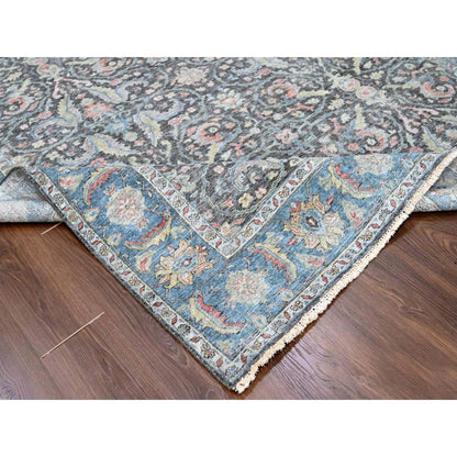 Oushak And Peshawar Wool Hand Knotted Rug Black 7.8x9.6 -O010134