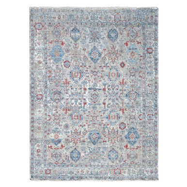 Oushak And Peshawar Wool Hand Knotted Rug Blue 8.9x11.9 -O010142