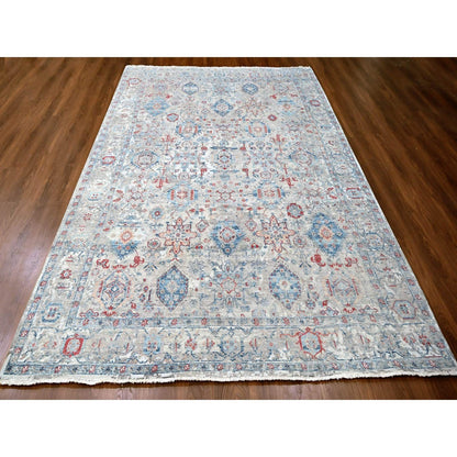 Oushak And Peshawar Wool Hand Knotted Rug Blue 8.9x11.9 -O010142
