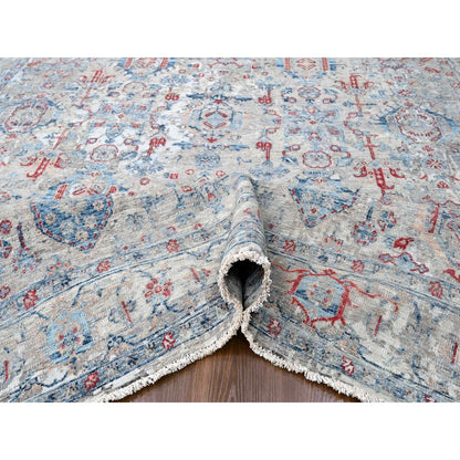 Oushak And Peshawar Wool Hand Knotted Rug Blue 8.9x11.9 -O010142