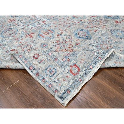 Oushak And Peshawar Wool Hand Knotted Rug Blue 8.9x11.9 -O010142