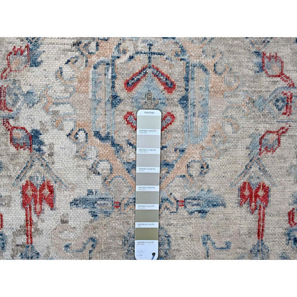 Oushak And Peshawar Wool Hand Knotted Rug Blue 8.9x11.9 -O010142