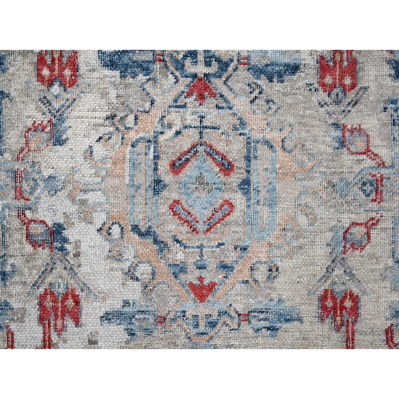 Blue 8'9" x 11'9" Oushak And Peshawar Hand knotted Wool Rug - Sku: O010142
