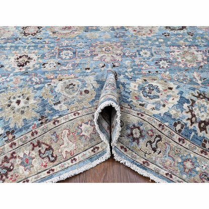 Oushak And Peshawar Wool Hand Knotted Rug Blue 7.8x9.8 -O010146