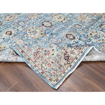 Oushak And Peshawar Wool Hand Knotted Rug Blue 7.8x9.8 -O010146