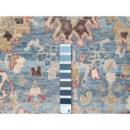 Oushak And Peshawar Wool Hand Knotted Rug Blue 7.8x9.8 -O010146