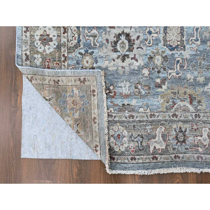 Oushak And Peshawar Wool Hand Knotted Rug Blue 8.11x11.9 -O010147